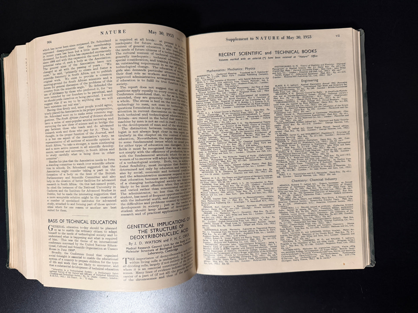 Original DNA Articles in Nature Magazine - Book Bound