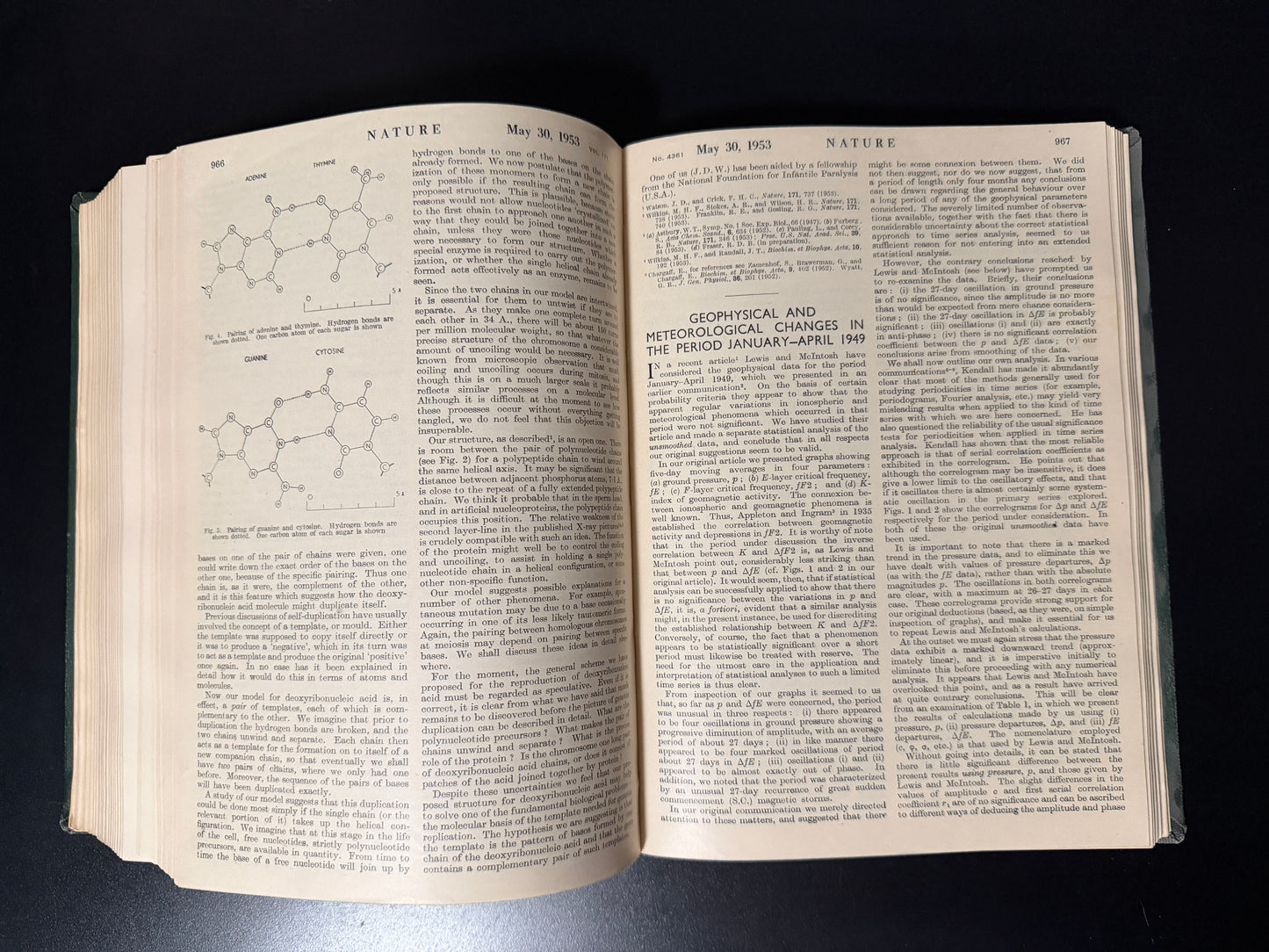 Original DNA Articles in Nature Magazine - Book Bound