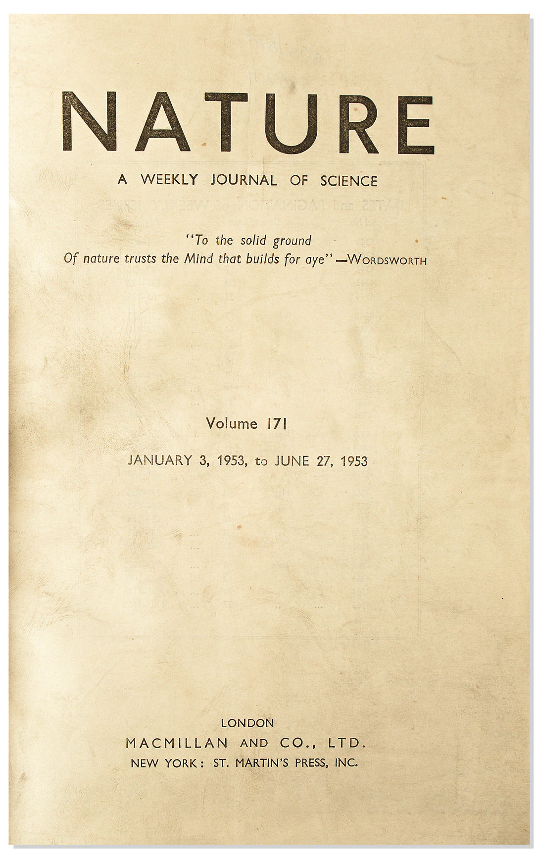 Francis Crick Twice-Signed Copy of ''Nature'' from 1953, the First Offprint of His Articles Announcing the Discovery of DNA