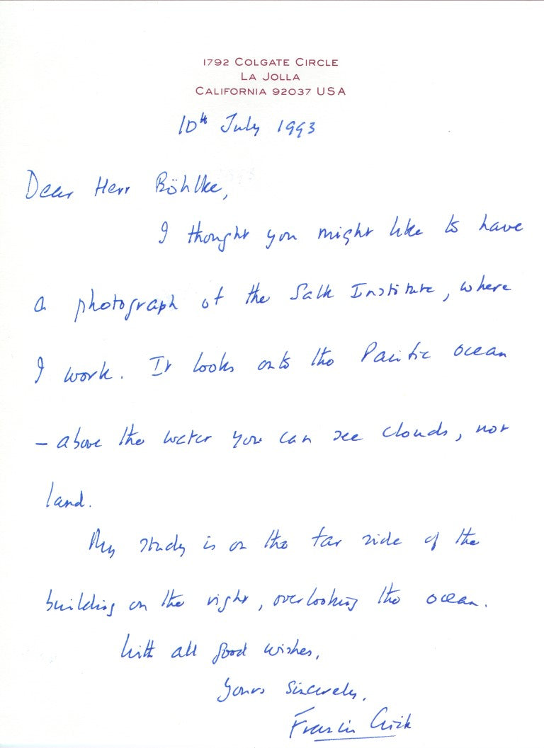 Francis Crick Letter & Photo