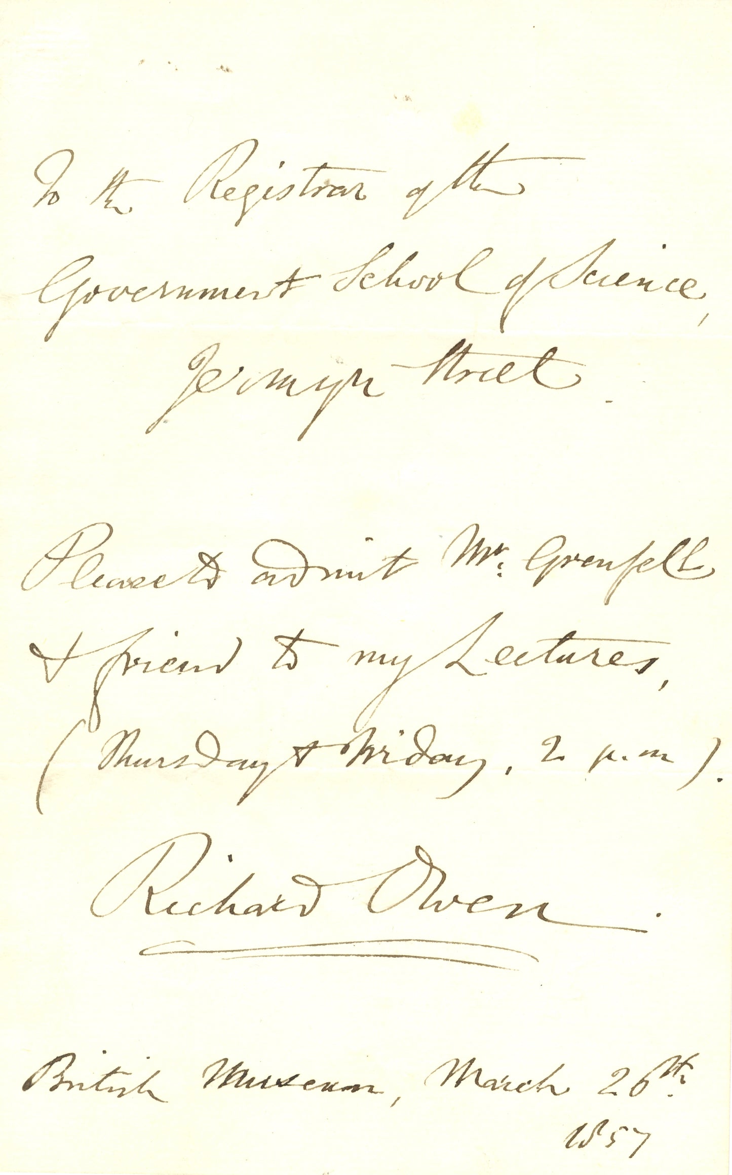 Richard Owen's Request