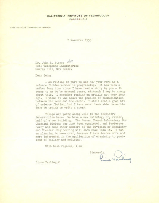 Linus Pauling Letter